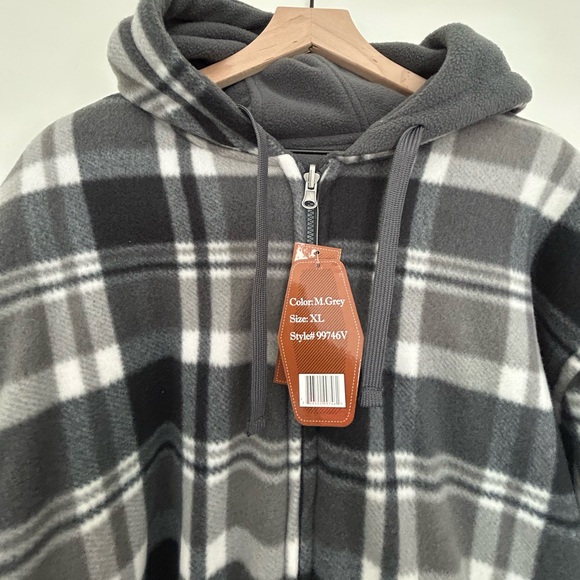 Reversible Heavy Thick Flannel Plaid Jacket Sherpa Fleece Lined Hoodie Size: XL - Picture 6 of 9